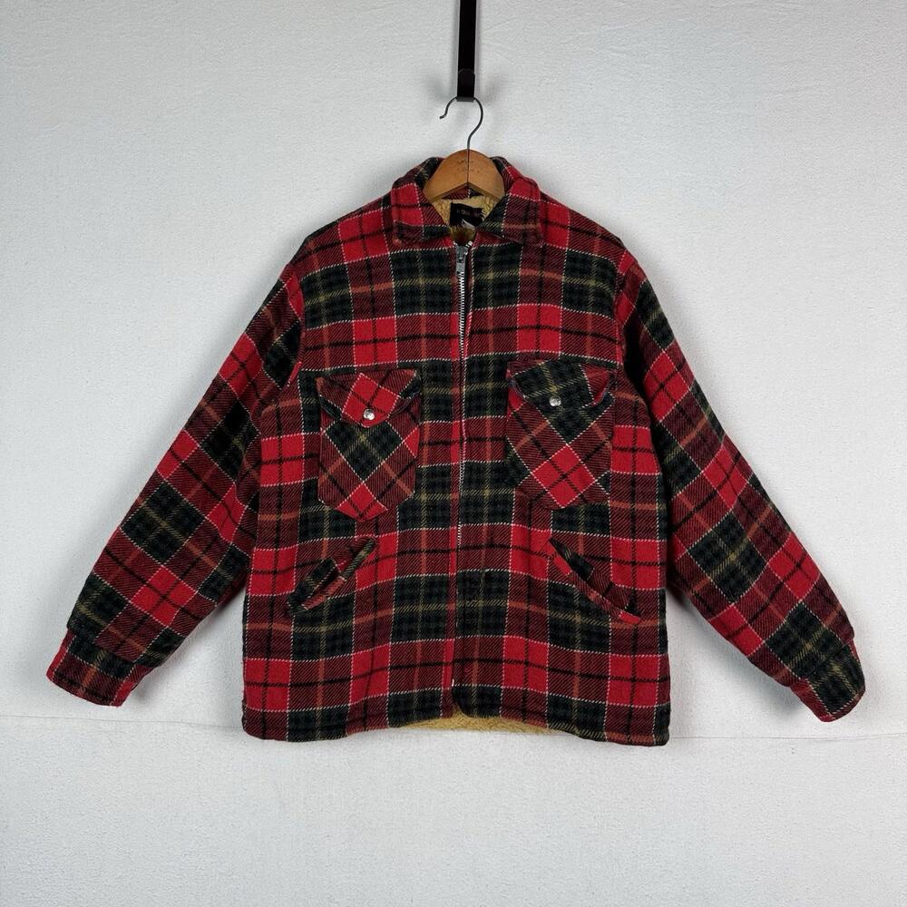 Vintage Wool‎ Buffalo Plaid Chore Jacket Hunting Coat Men’s Medium Red Canada